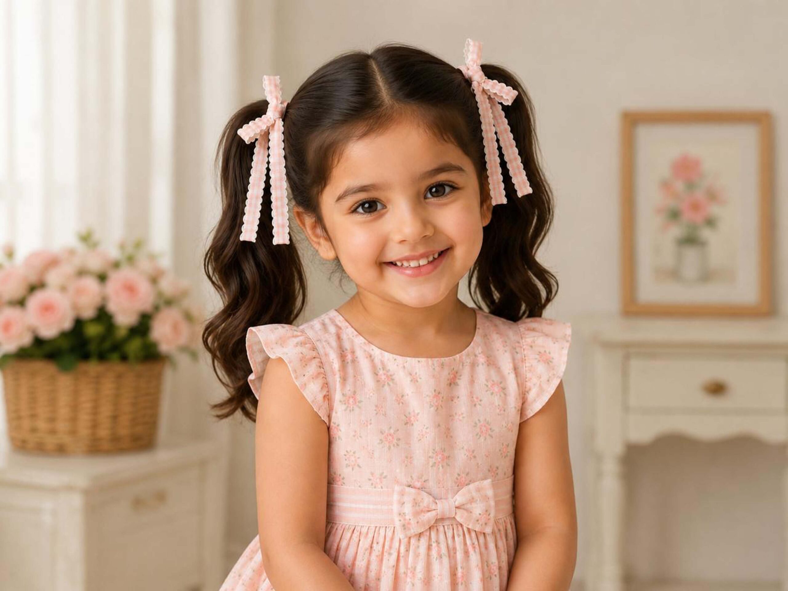 Multicolor Gingham Printed Hair Bows - Pack of 8 - Image 3