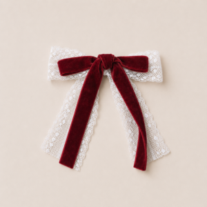 White Lace Red Velvet Hair Bow